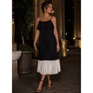 Aidan Mattox Black White Pleated Dress 12 evening dinner party formal classy